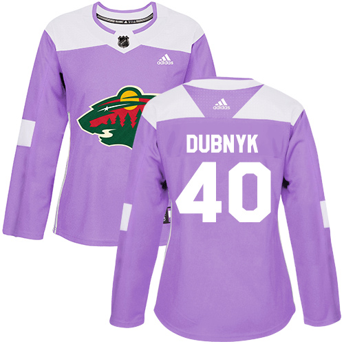 Adidas Wild #40 Devan Dubnyk Purple Authentic Fights Cancer Women's Stitched NHL Jersey